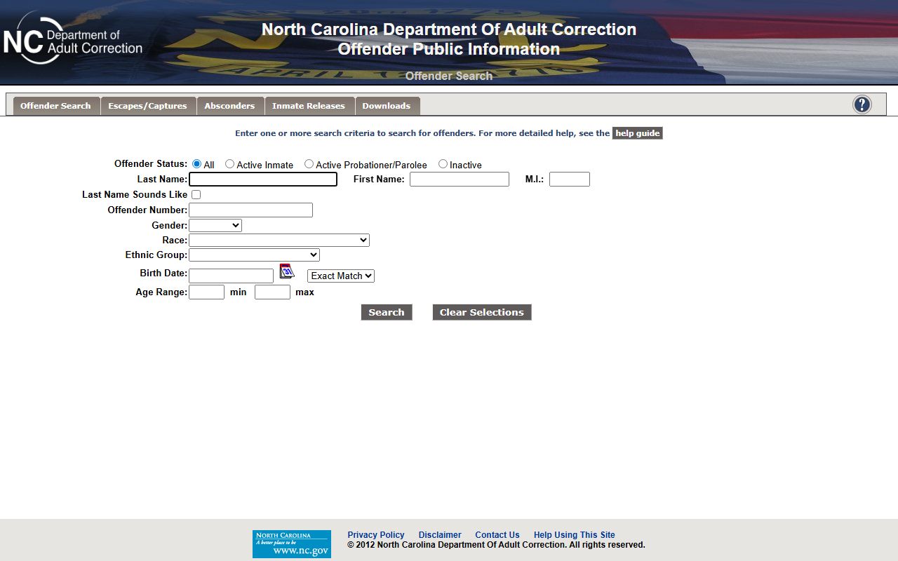 NC DAC offender search for Scotland Correctional Institution inmate lookup