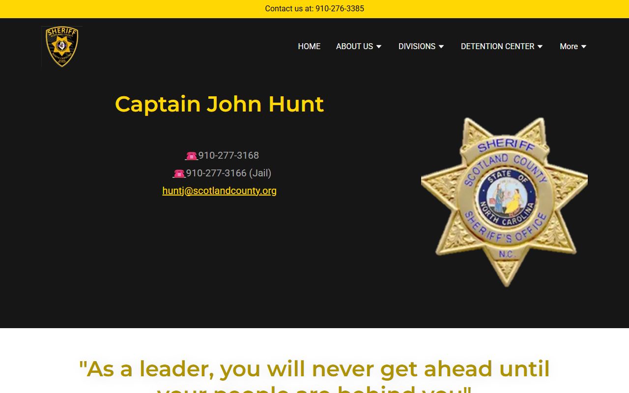 Scotland County Detention Center inmate custody overview from the sheriff site